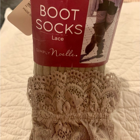 NWT Simply Noelle Boot socks Beige lace Top! So cute!! - Picture 5 of 8